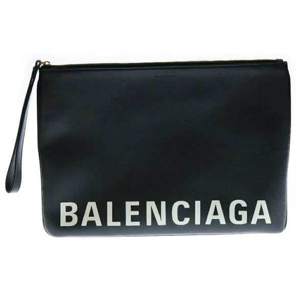 Balenciaga Bag Leather Clutch Shoulder Bag Black - Picture 1 of 5
